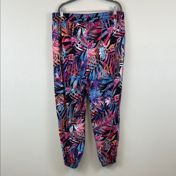 Plantier Vibrant Leaf Print Jogger Pants Size XL - Picture 4 of 8